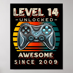 Level 14 Unlock Video Game 14. Geburtstag 14 Jr. O Poster
