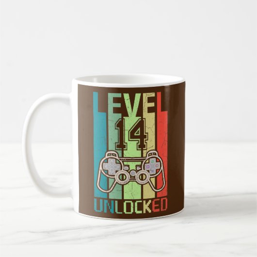 Level 14 Unlocked Video Gamer 14th Birthday Gifts Kaffeetasse (Links)