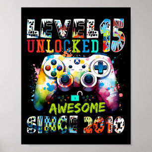 Level 15 freigeschaltet Großartig Seit 15. Geburts Poster