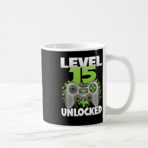 Level 15 freigeschaltet Videospiel 15. Geburtstag  Kaffeetasse