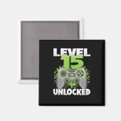 Level 15 freigeschaltet Videospiel 15. Geburtstag Magnet (Vorderseite/Rückseite)