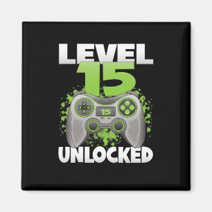 Level 15 freigeschaltet Videospiel 15. Geburtstag  Magnet