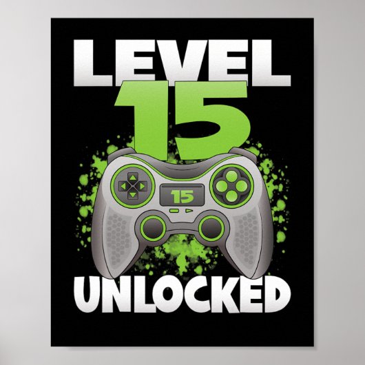 Level 15 freigeschaltet Videospiel 15. Geburtstag  Poster (Vorne)