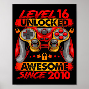 Level 16 freigeschaltet 16-jährige Jungen 16. Gebu Poster