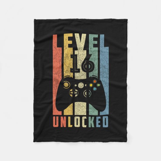 Level 16 freigeschaltet 16. Videospieler Geburtsta Fleecedecke (Vorderseite)