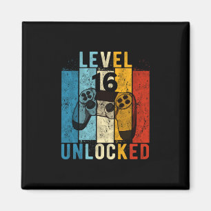 Level 16 freigeschaltet Videospieler 16 Jahre alt Magnet
