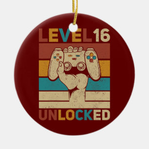 Level 16 Jahre alt freigeschaltet 16. Geburtstag G Keramik Ornament