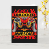 Level 16 Unlocked 16 Year Old Boys 16th Birthday B Karte (Gelbe Blume)