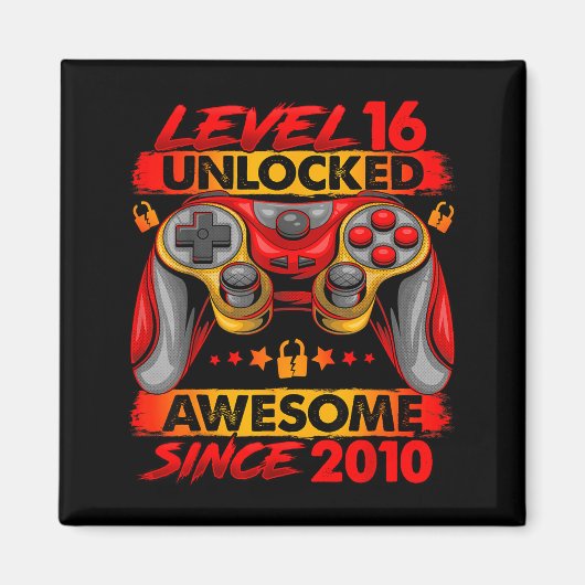 Level 16 Unlocked 16 Year Old Boys 16th Birthday B Magnet (Vorne)