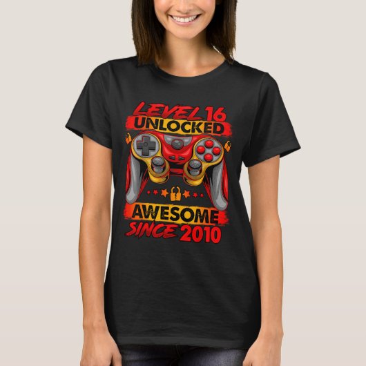 Level 16 Unlocked 16 Year Old Boys 16th Birthday B T-Shirt (Vorderseite)