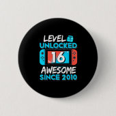 Level 16 Unlocked Awesome Since 2010 16th Birthday Button (Vorderseite)