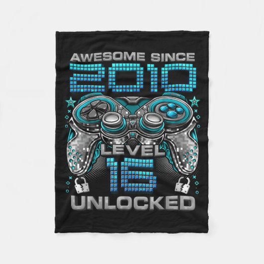 Level 16 Unlocked Awesome Since 2010 16th Birthday Fleecedecke (Vorderseite)