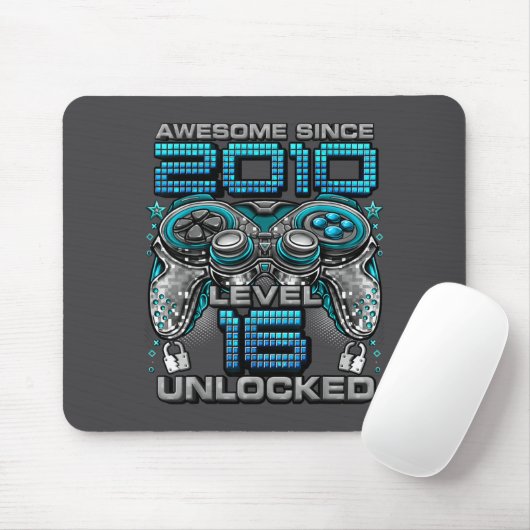 Level 16 Unlocked Awesome Since 2010 16th Birthday Mousepad (Mit Mouse)