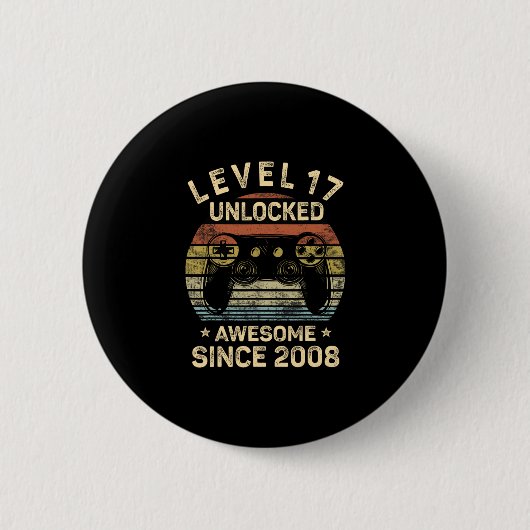 Level 17 freigeschaltet 17. Geburtstag Geschenke f Button (Vorderseite)