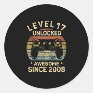Level 17 freigeschaltet 17. Geburtstag Geschenke f Runder Aufkleber