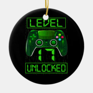 Level 17 freigeschaltet 17. Videospieler-Geburtsta Keramik Ornament