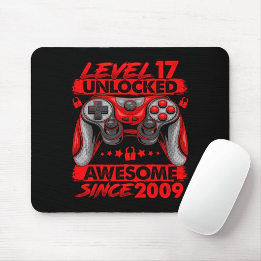Level 17 Unlocked 17 Year Old Boys 17th Birthday B Mousepad (Mit Mouse)