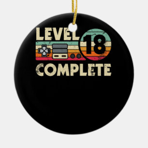 Level 18 Abgeschlossen Gaming Retro 18. Geburtstag Keramik Ornament