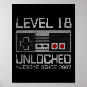 Level 18 freigeschaltet 18. Geburtstag 18 Jahre al Poster