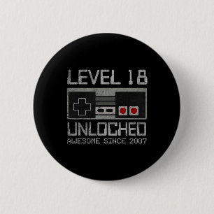 Level 18 freigeschaltet 18. Geburtstag 18-jähriges Button