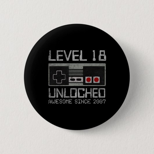 Level 18 freigeschaltet 18. Geburtstag 18-jähriges Button (Vorderseite)