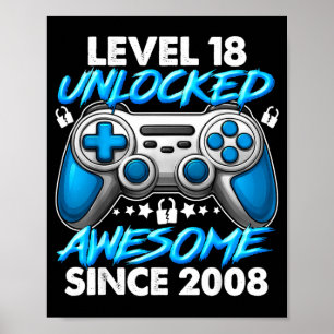 Level 18 freigeschaltet 18-jährige Jungen 18. Gebu Poster