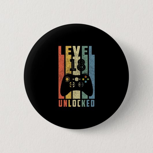 Level 18 freigeschaltet 18. Videospieler Geburtsta Button (Vorderseite)