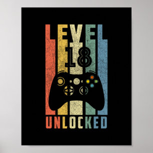 Level 18 freigeschaltet 18. Videospieler-Geburtsta Poster