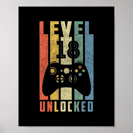Level 18 freigeschaltet 18. Videospieler-Geburtsta Poster (Vorne)