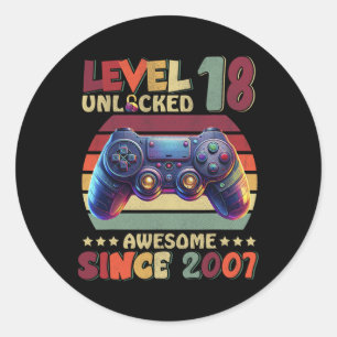 Level 18 freigeschaltet Awesome seit 2007 18. Gebu Runder Aufkleber