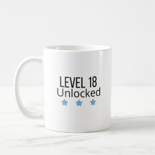 Level 18 freigeschaltet Blaues Geburtstags-Mug Kaffeetasse