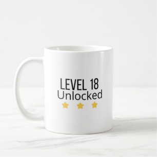 Level 18 freigeschaltet Gelber Geburtstags-Mug  Kaffeetasse
