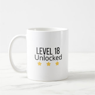 Level 18 freigeschaltet Gelber Geburtstags-Mug  Kaffeetasse