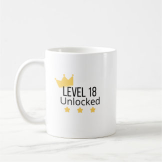 Level 18 freigeschaltet Gelber Geburtstags-Mug Kaffeetasse
