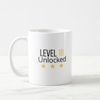Level 18 freigeschaltet Gelber Geburtstagsbecher Kaffeetasse