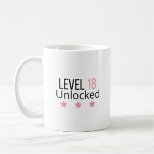Level 18 freigeschaltet Rosa Geburtstags-Tasse Kaffeetasse