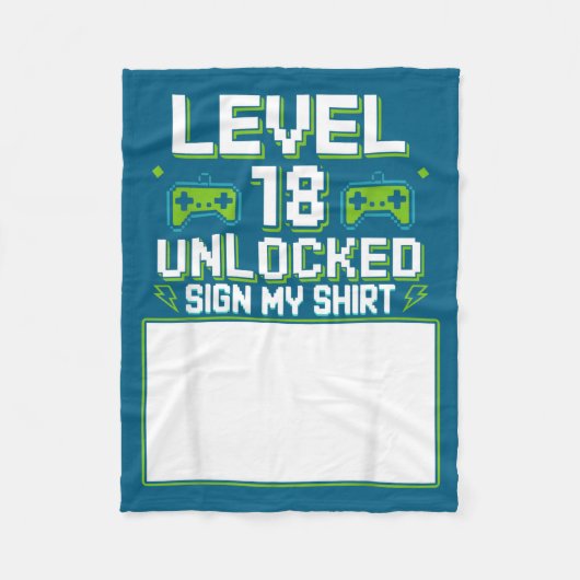 Level 18 freigeschaltet Zeichen mein 18. Geburtsta Fleecedecke (Vorderseite)