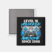 Level 18 Unlocked 18 Year Old Boys 18th Birthday B Magnet (Vorderseite/Rückseite)