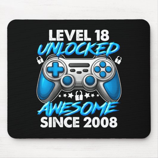 Level 18 Unlocked 18 Year Old Boys 18th Birthday B Mousepad (Vorne)