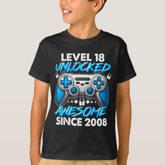 Level 18 Unlocked 18 Year Old Boys 18th Birthday B T-Shirt (Vorderseite)