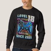 Level 18 Unlocked Awesome 2005 Video Game 18th Bir Sweatshirt (Vorderseite)