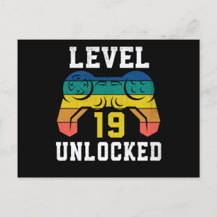 Level 19 freigeschaltet, 19. Gamer-Geburtstag Dist Postkarte
