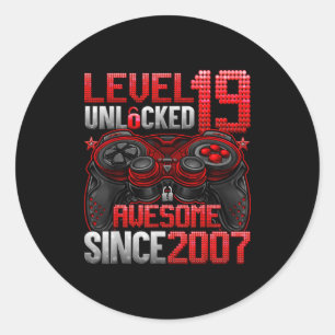 Level 19 freigeschaltet 19 Jahre alte Jungen 19. G Runder Aufkleber