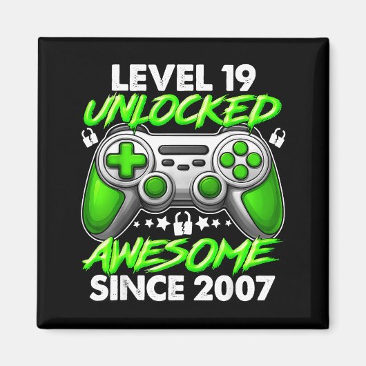 Level 19 Unlocked 19 Year Old Boys 19th Birthday B Magnet (Vorne)