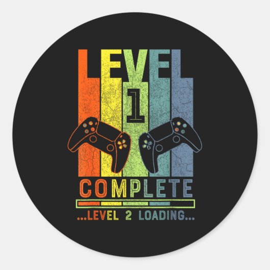 Level 1 Complete Gamer Gift 1 Years Wedding Annive Runder Aufkleber (Vorderseite)