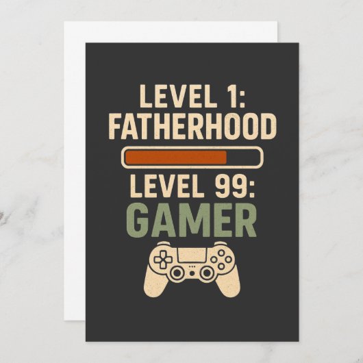 Level 1 Fatherhood, Level 99 Gamer Design Einladung (Vorne/Hinten)