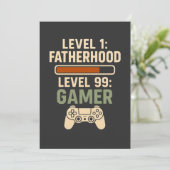 Level 1 Vaterschaft, Level 99 Gamer Design Einladung (Stehend Vorderseite)