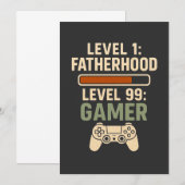 Level 1 Vaterschaft, Level 99 Gamer Design Einladung (Vorne/Hinten)