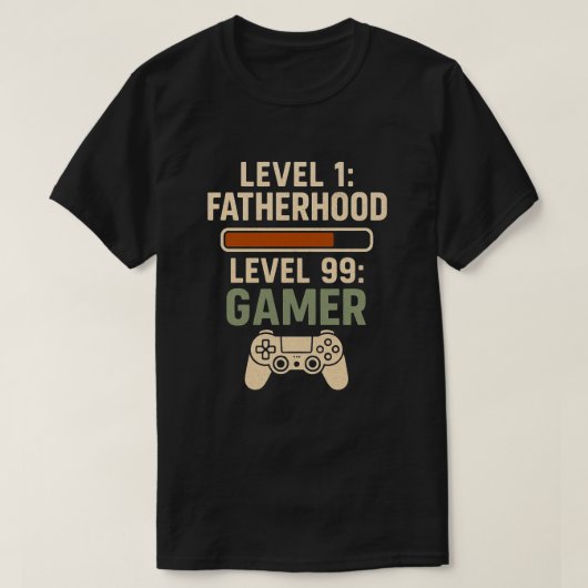 Level 1 Vaterschaft, Level 99 Gamer Design T-Shirt (Design vorne)