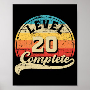Level 20 Complete Gamer T-Shirt 20. Wedding Annive Poster